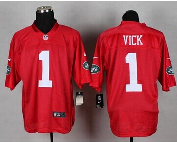 New York Jets #1 Michael Vick Red NFL Elite QB Practice Jersey