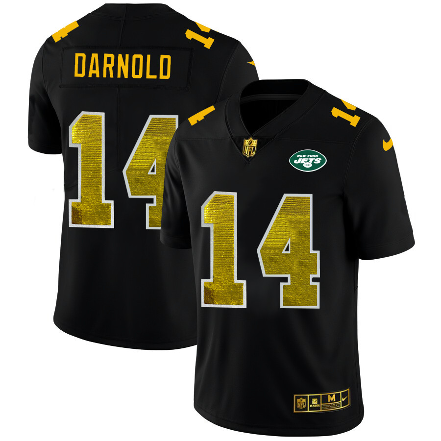 New York Jets #14 Sam Darnold Men's Black Nike Golden Sequin Vapor Limited NFL Jersey New York Jets #14 Sam Darnold Men's Black Nike Golden Sequin Vapor Limited NFL Jersey