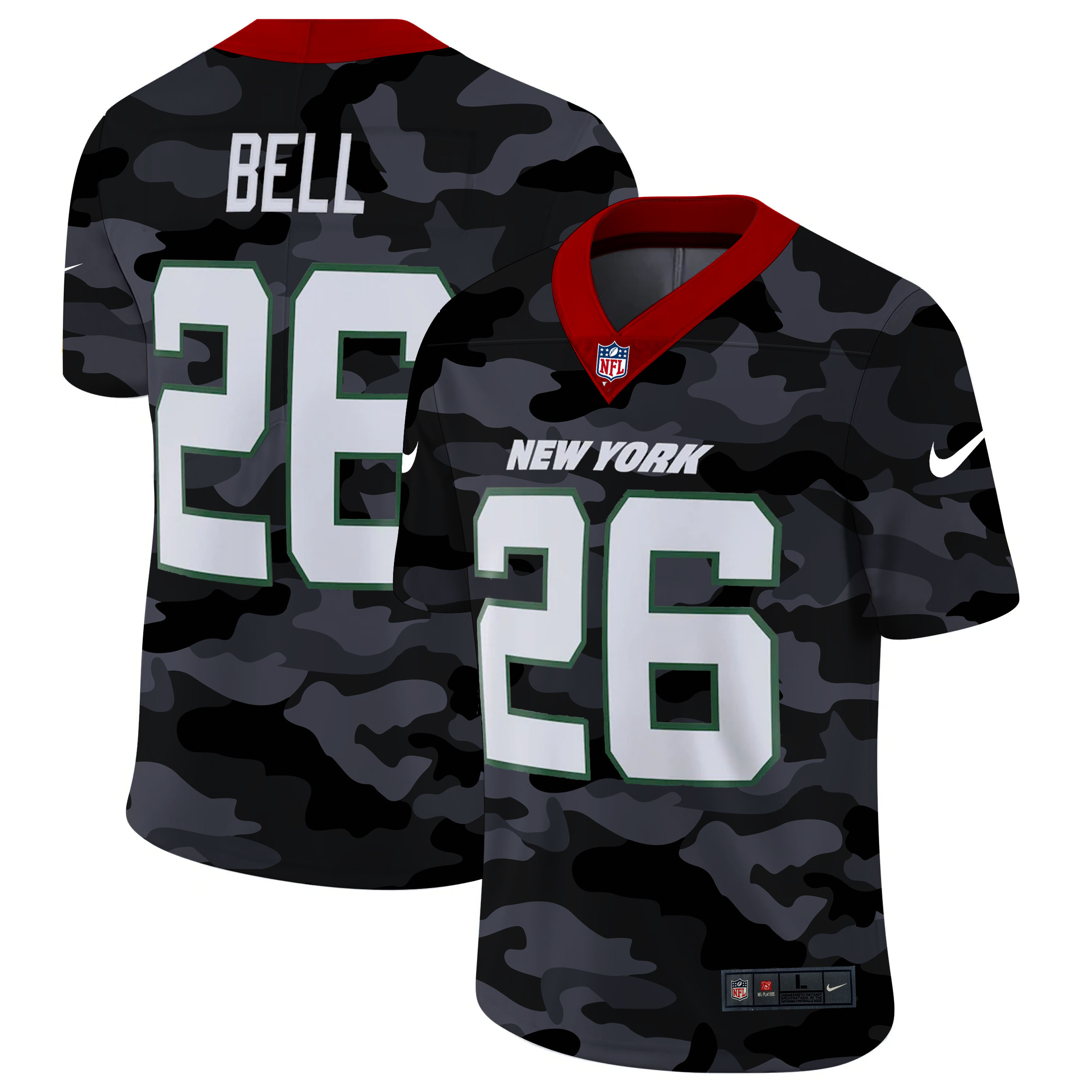 New York Jets #26 Le'Veon Bell Men's Nike 2020 Black CAMO Vapor Untouchable Limited Stitched NFL Jersey New York Jets #26 Le'Veon Bell Men's Nike 2020 Black CAMO Vapor Untouchable Limited Stitched NFL Jersey