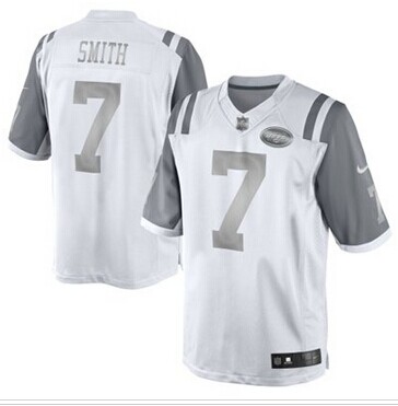 New York Jets #7 Geno Smith White Platinum Jersey New York Jets #7 Geno Smith White Platinum Jersey