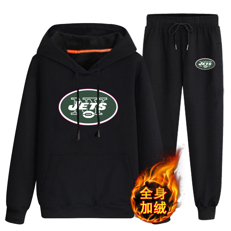 New York Jets Black Men's Winter Thicken NFL Pullover Hoodie & Pant New York Jets Black Men's Winter Thicken NFL Pullover Hoodie & Pant