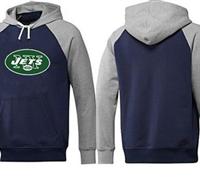 New York Jets Logo Pullover Hoodie Dark Blue & Grey