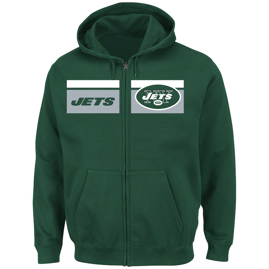 New York Jets Majestic Touchback Full Zip Hoodie Green New York Jets Majestic Touchback Full Zip Hoodie Green