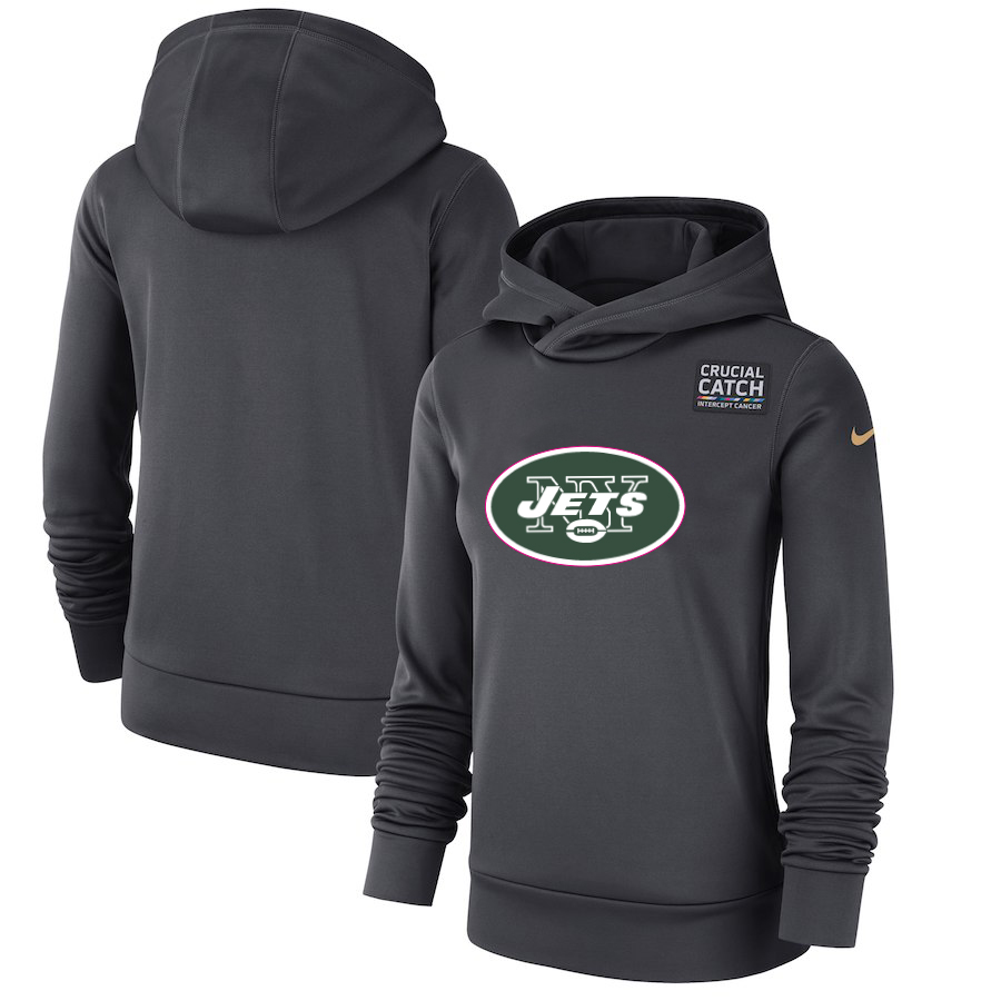New York Jets Nike Women's Crucial Catch Performance Pullover Hoodie Anthracite New York Jets Nike Women's Crucial Catch Performance Pullover Hoodie Anthracite