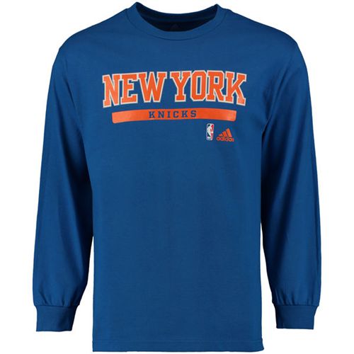 New York Knicks Adidas Cut and Paste Long Sleeves T-Shirt Blue
