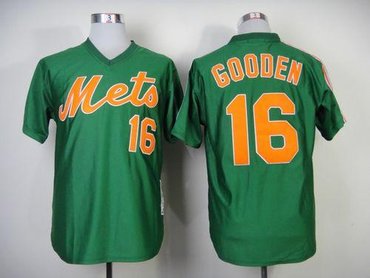 New York Mets #16 Dwight Gooden Green Throwback Baseball Jersey(Mitchell And Ness 1985)