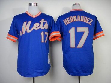 New York Mets #17 Keith Hernandez Blue Throwback Baseball Jersey(Mitchell And Ness 1983)