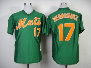 New York Mets #17 Keith Hernandez Green Throwback Baseball Jersey(Mitchell And Ness 1985)
