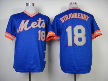 New York Mets #18 Darryl Strawberry Blue Throwback Baseball Jersey(Mitchell And Ness 1983)
