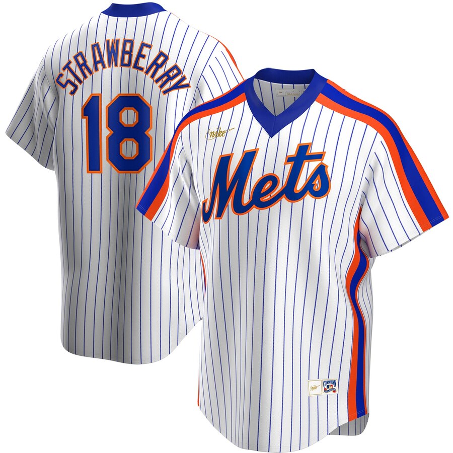 New York Mets #18 Darryl Strawberry Nike Home Cooperstown Collection Player MLB Jersey White