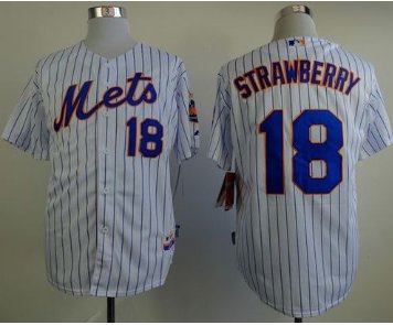 New York Mets #18 Darryl Strawberry White(Blue Strip) Home Cool Base MLB Jersey