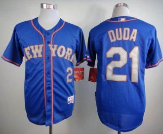New York Mets #21 Lucas Duda Blue(Grey NO.) Alternate Road Cool Base Stitched Baseball Jersey