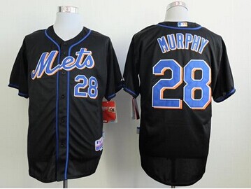 New York Mets #28 Daniel Murphy Black Cool Base Stitched Baseball Jersey