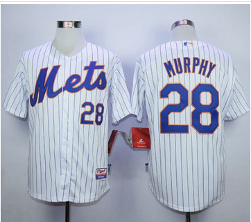 New York Mets #28 Daniel Murphy White(Blue Strip) Cool Base Stitched MLB Jersey