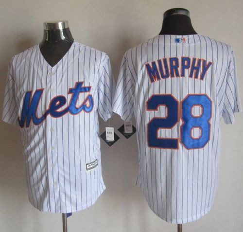 New York Mets #28 Daniel Murphy White(Blue Strip) New Cool Base Stitched Baseball Jersey