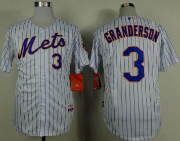 New York Mets #3 Curtis Granderson White(Blue Strip) Home Cool Base Baseball Jersey