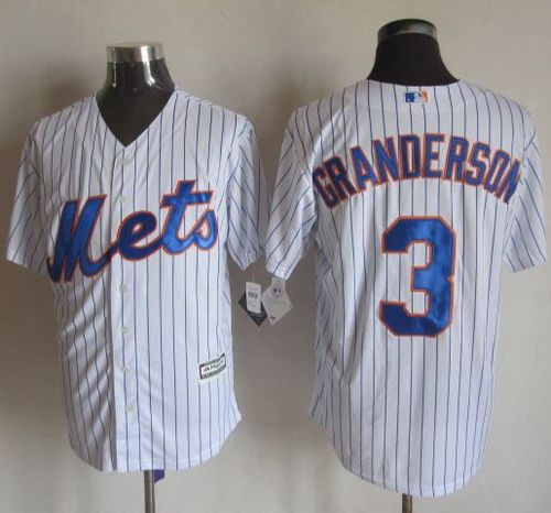 New York Mets #3 Curtis Granderson White(Blue Strip) New Cool Base Stitched Baseball Jersey
