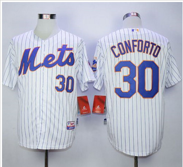 New York Mets #30 Michael Conforto White(Blue Strip) Cool Base Stitched MLB Jersey