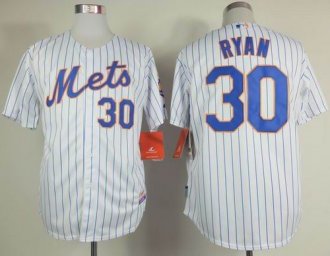 New York Mets #30 Nolan Ryan White(Blue Strip) Home Cool Base Stitched Baseball Jersey
