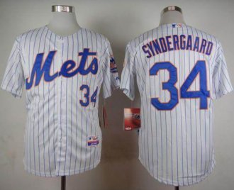 New York Mets #34 Noah Syndergaard White(Blue Strip) Home Cool Base Stitched Baseball jersey