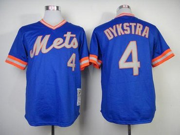 New York Mets #4 Lenny Dykstra Blue Throwback Baseball Jersey(Mitchell And Ness 1983)
