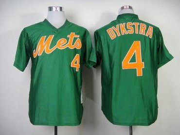 New York Mets #4 Lenny Dykstra Green Throwback Baseball Jersey(Mitchell And Ness 1985)