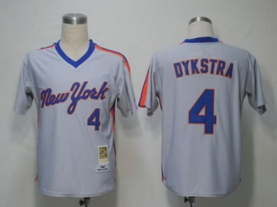 New York Mets #4 Lenny Dykstra Throwback Baseball Grey Jerseys