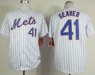 New York Mets #41 Tom Seaver White(Blue Strip) Home Cool Base Stitched Baseball Jersey