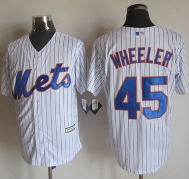 New York Mets #45 Zack Wheeler White(Blue Strip) New Cool Base Stitched Baseball Jersey