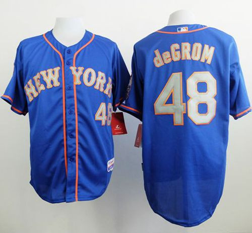 New York Mets #48 Jacob DeGrom Blue(Grey NO.) Alternate Road Cool Base Stitched Baseball jersey