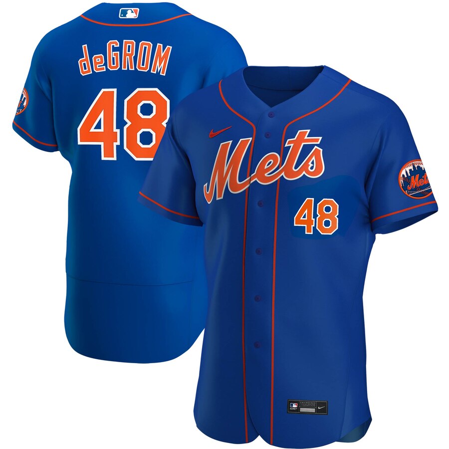New York Mets #48 Jacob deGrom Men's Nike Royal Alternate 2020 Authentic Player MLB Jersey