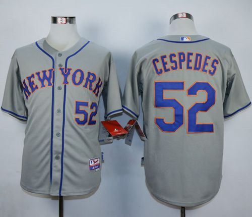 New York Mets #52 Yoenis Cespedes Grey Road Cool Base Stitched MLB Jersey