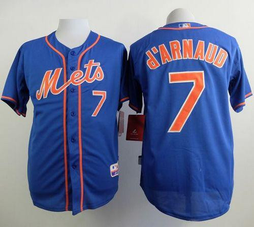 New York Mets #7 Travis d'Arnaud Blue Alternate Home Cool Base Stitched Baseball Jersey