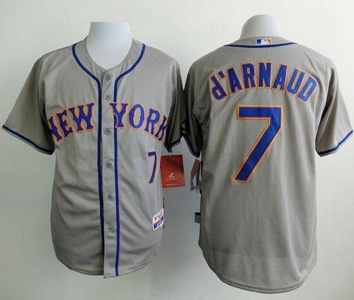 New York Mets #7 Travis d'Arnaud Grey Road Cool Base Stitched Baseball Jersey