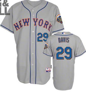 New York Mets 29# Ike Davis Grey Cool Base 50th Anniversary Patch MLB Jerseys