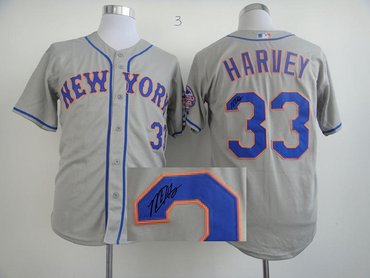 New York Mets 33 Matt Harvey 2013 All-Star Patch Cool Base Grey Signed Jersey