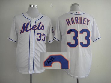 New York Mets 33 Matt Harvey 2013 All-Star Patch Cool Base White Signed Jersey