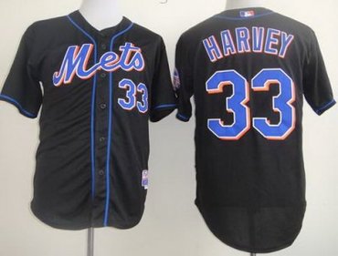 New York Mets 33 Matt Harvey Black 2013 All-Star Patch Cool Base MLB Jerseys