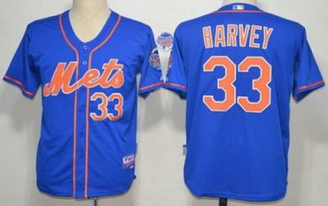 New York Mets 33 Matt Harvey Blue MLB Jerseys
