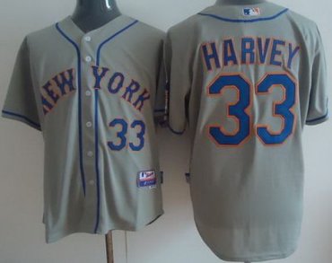 New York Mets 33 Matt Harvey Grey Cool Base MLB Jersey