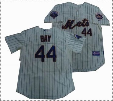 New York Mets 44 Jason Bay jerseys CREAM blue strip wMets 50th Anniversary Patch