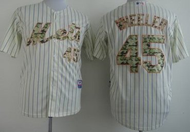 New York Mets 45 Wheeler Cream 2013 USMC Cool Base Camo Number MLB Jerseys