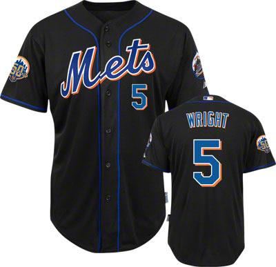 New York Mets 5# David Wright Black Cool Base 50th Anniversary Patch MLB Jerseys