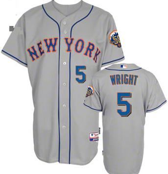 New York Mets 5# David Wright Grey Cool Base 50th Anniversary Patch MLB Jerseys