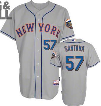 New York Mets 57# Johan Santana Grey Cool Base 50th Anniversary Patch MLB Jerseys