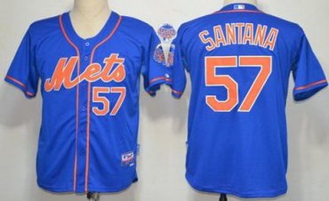 New York Mets 57 Johan Santana Blue MLB Jerseys