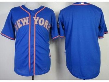 New York Mets Blank Blue Cool Base MLB Jerseys Grey Number