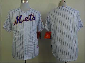 New York Mets Blank White(Blue Strip) Home Cool Base Stitched Baseball Jersey