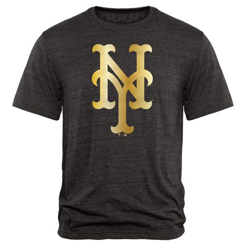 New York Mets Fanatics Apparel Gold Collection Tri-Blend T-Shirt Black New York Mets Fanatics Apparel Gold Collection Tri-Blend T-Shirt Black