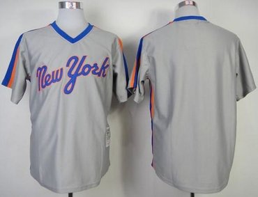 New York Mets Mitchell And Ness Blank Grey Throwback Stitched Baseball Jersey